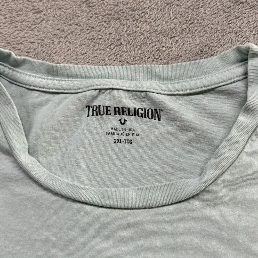 True Religion T Shirt‎ Mens Size 2XL Printed Graphic Crewneck Streetwear Rap